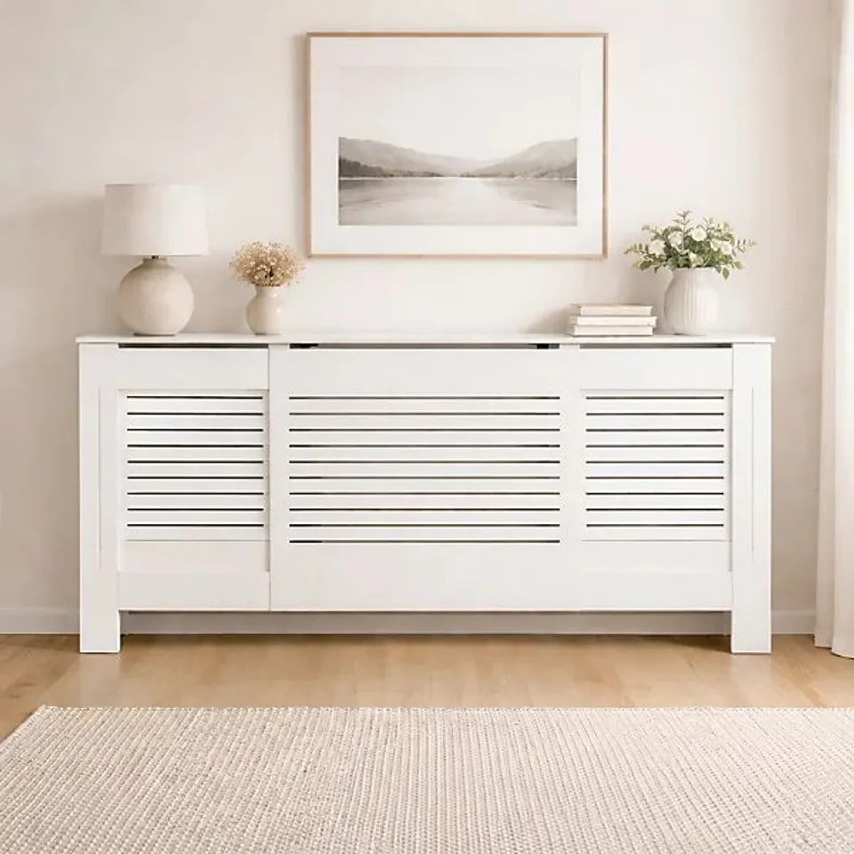 BOXED ANDES RADIATOR COVER ADJUSTABLE IN WHITE - KA368