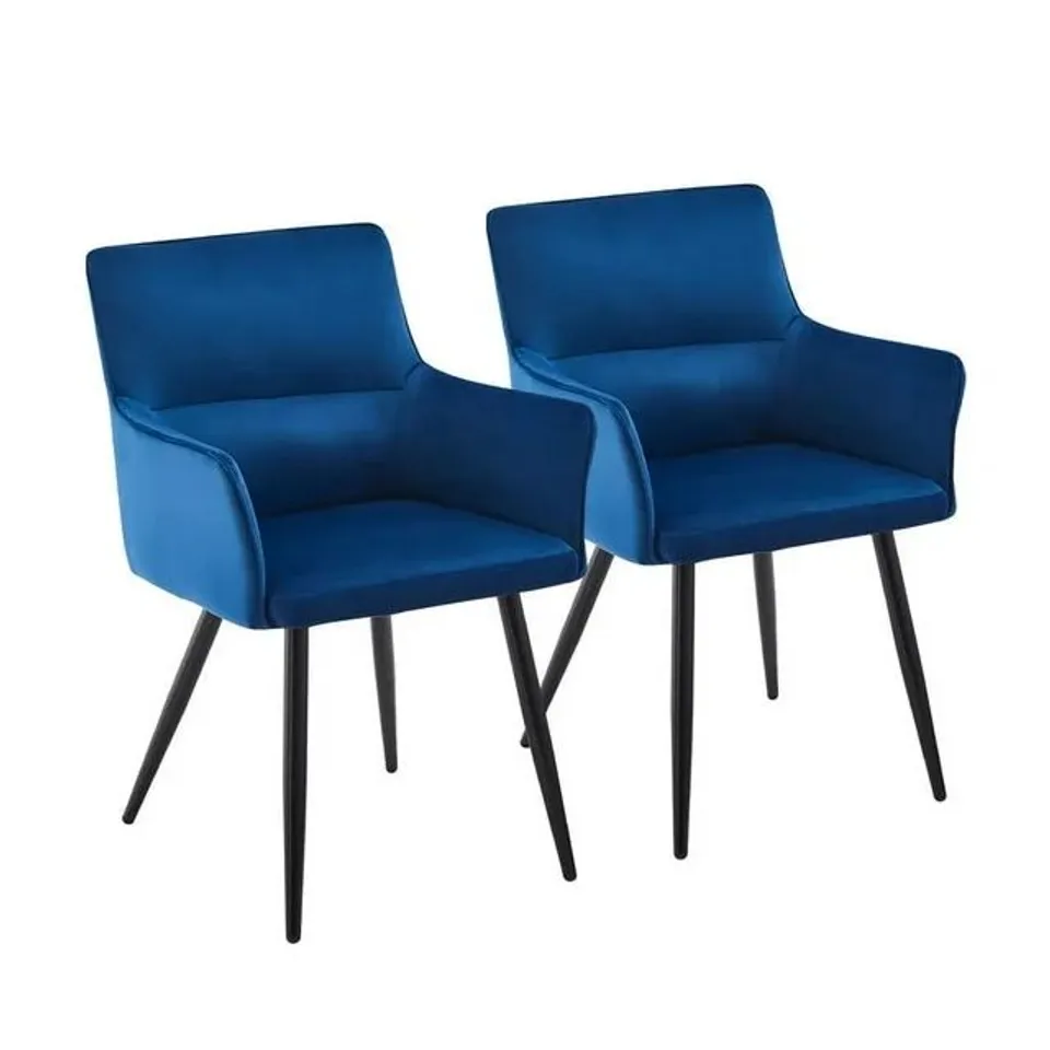 BOXED BLUE VELVET DINING CHAIRS 