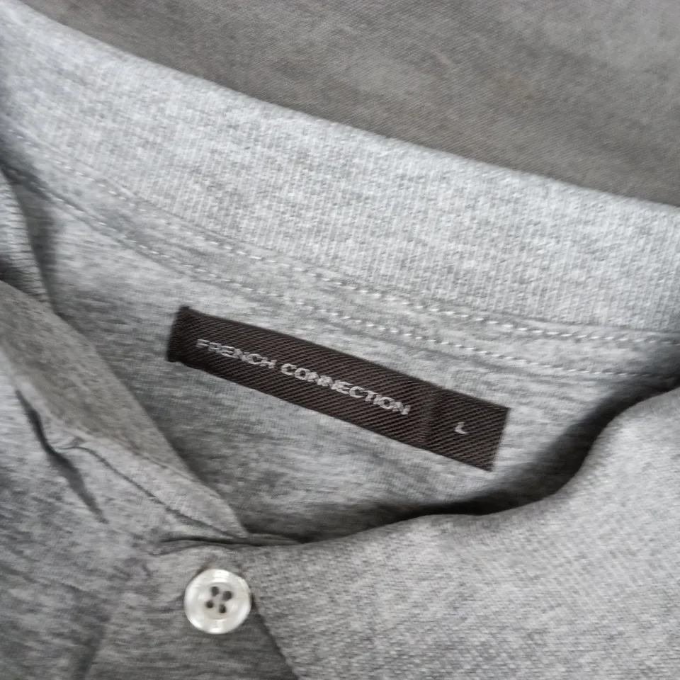 FRENCH CONNECTION MEN'S GREY LONG-SLEEVE POLO SHIRT – SIZE L