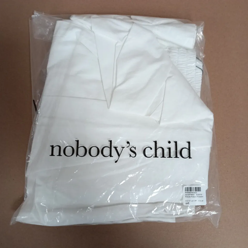 BAGGED NOBODYS CHILD KINSALE PALAZZO TROUSERS IN WHITE - UK 12