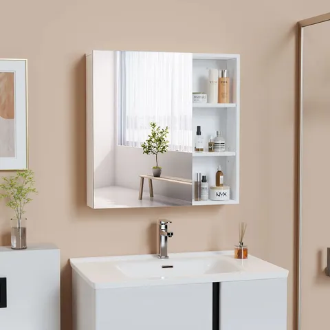 BOXED RAYYANA 65mm W 65mm H WALL MOUNTED REQUIRED FRAMED MEDICINE CABINET MIRROR - WHITE (1 BOX)