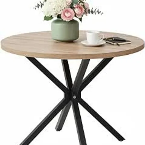 BOXED GRANDCA HOME 100 CM ROUND DINING TABLE - LIGHT WOOD GRAIN