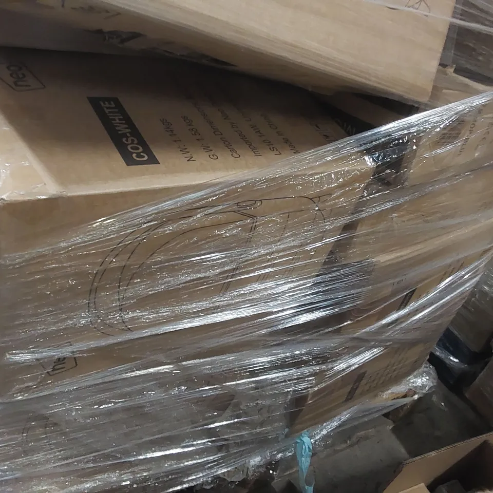 PALLET CONTAINING A LARGE QUANTITY OF ASSORTED NEO PRODUCTS INCLUDING: SACK TRUCKS, ELECTRIC BLANKETS, CHRISTMAS DECORATIONS, SUITCASES, MAKEUP ORGANISERS ECT