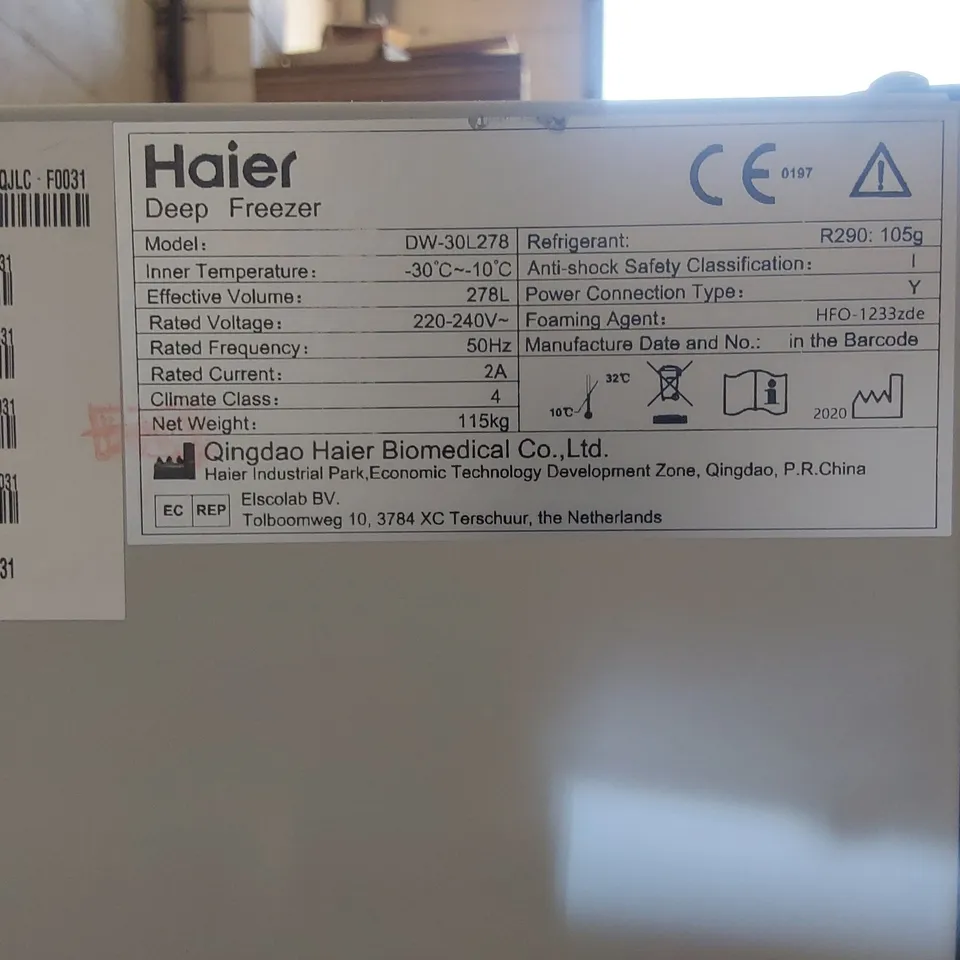 HAIER BIOMEDICAL DW-30L278 -30°C DEEP FREEZER