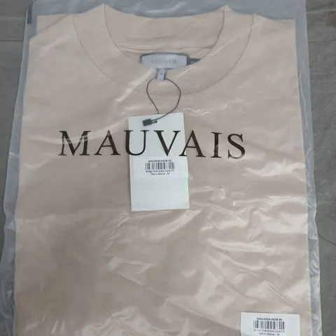 BAGGED MAUVAIS BEIGE OVERSIZED CORE FIT TEE IN STONE - M