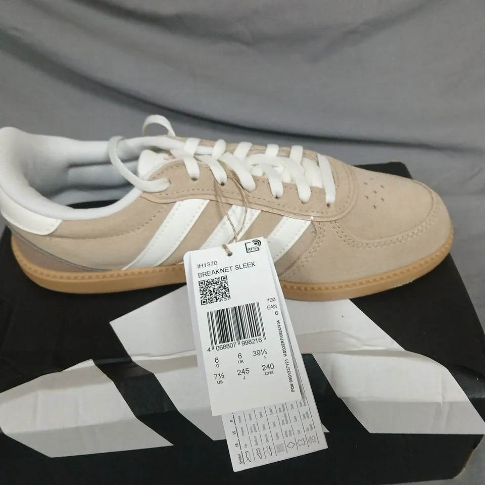 BOXED ADIDAS BREAKNET SLEEK TRAINERS IN BEIGE SUEDE - UK 6