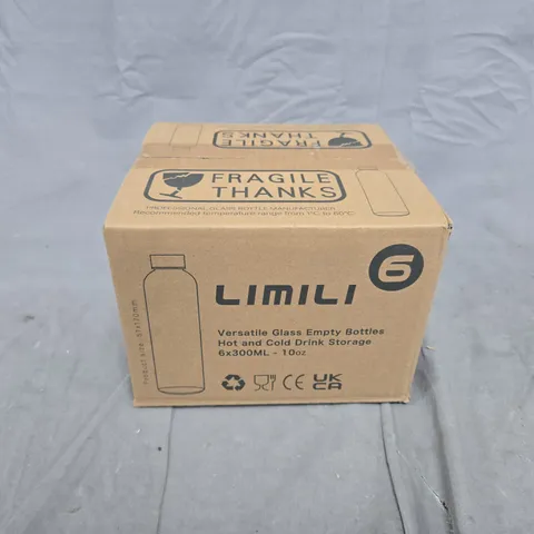 BOXED LIMILI SET OF 6 VERSATILE GLASS EMPTY BOTTLES - COLLECTION ONLY