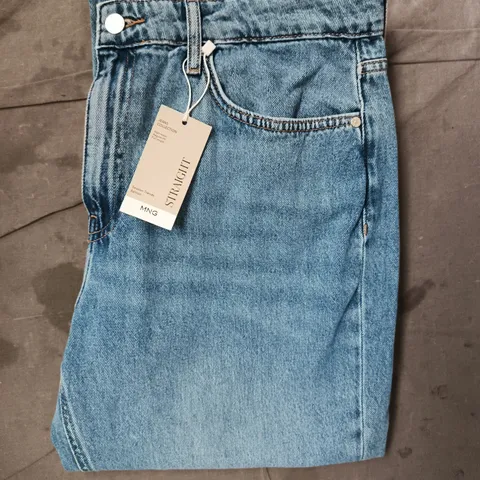 MANGO HIGH WAIST STRAIGHT JEANS IN BLUE SIZE UK 16
