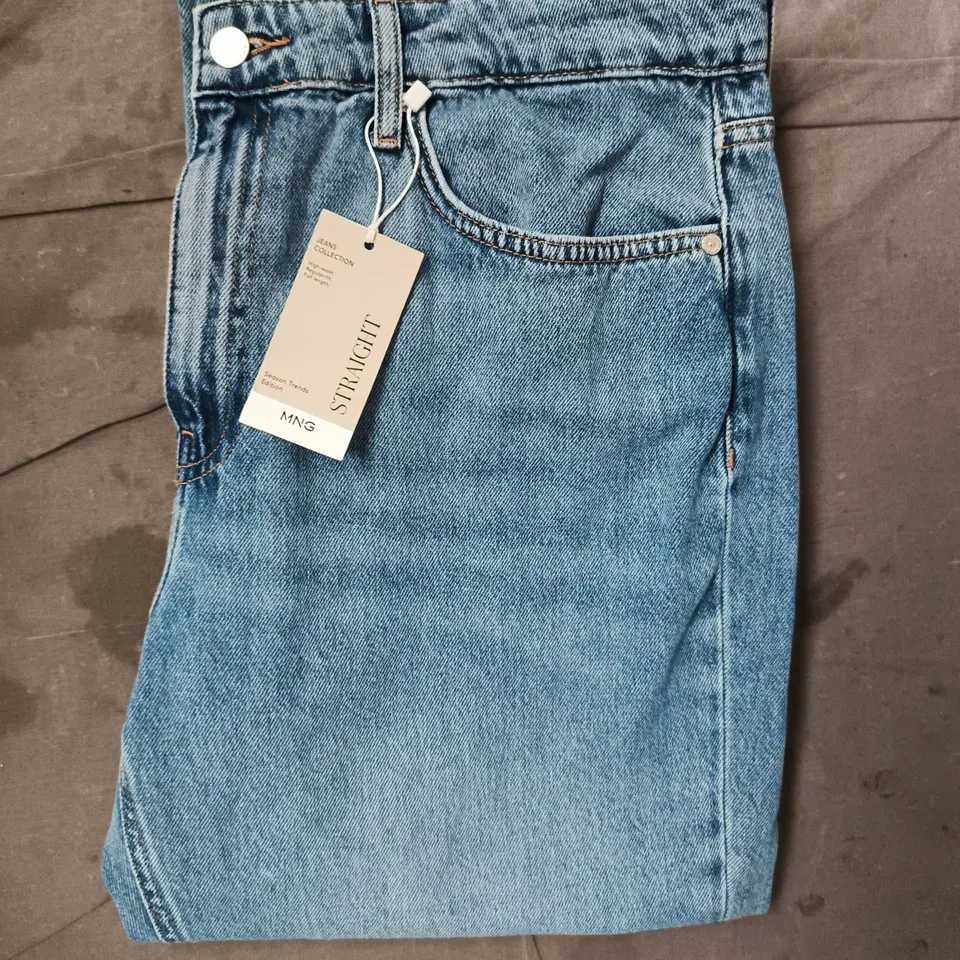 MANGO HIGH WAIST STRAIGHT JEANS IN BLUE SIZE UK 16