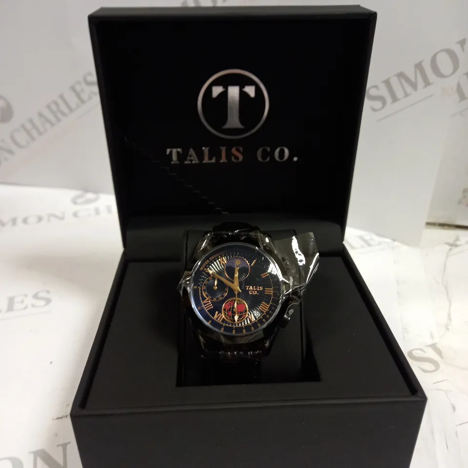 MENS TALIS CO 7120 CHRONOGRAPH WATCH – MOON PHASE MOVEMENT – GENUINE LEATHER STRAP