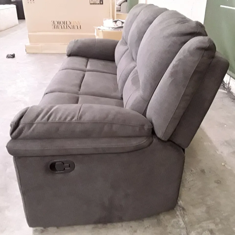 QUALITY DESIGNER MANUAL RECLINER 3 SEATER SOFA - BROWN LEATHER