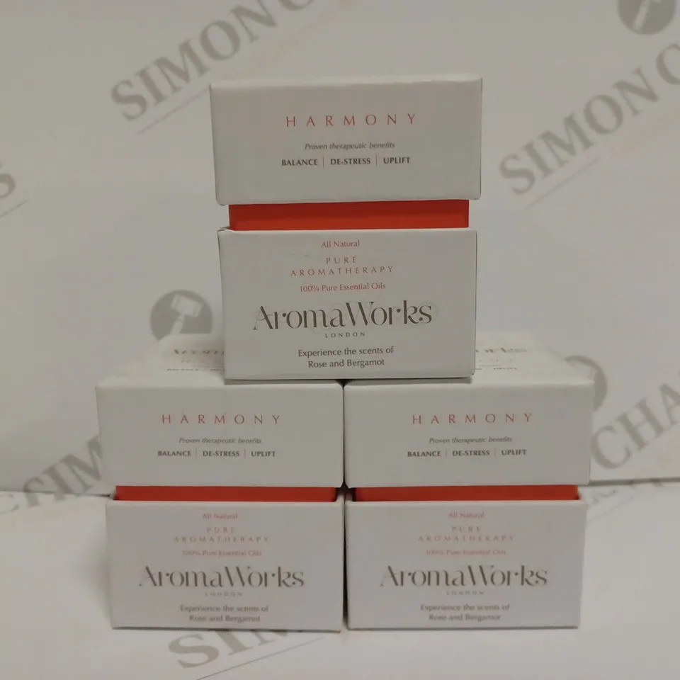 BOX OF 3 AROMA WORKS HARMONY SCENTED CANDLES - ROSE AND BERGAMOT