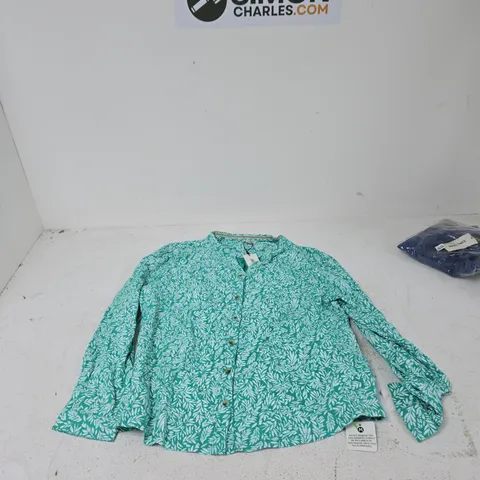 MUDFLOWER TURQUOISE LEAF PRINT BLOUSE SHIRT, UK 20 (EU 48, US 16)
