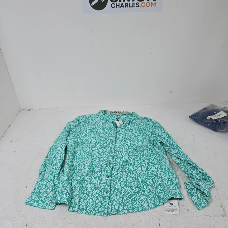 MUDFLOWER TURQUOISE LEAF PRINT BLOUSE SHIRT, UK 20 (EU 48, US 16)