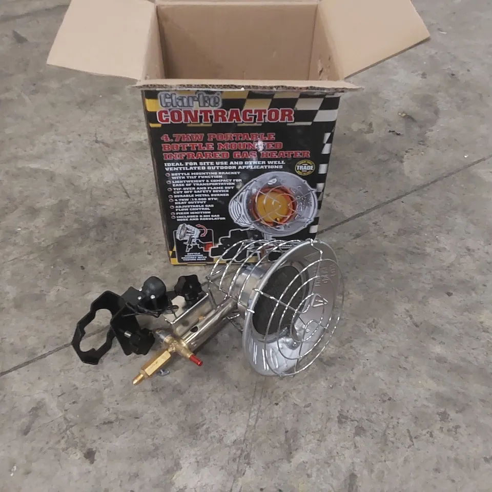 BOXED CLARKE GRH15-BM 4.7KW PORTABLE BOTTLE MOUNTED INFRARED GAS HEATER