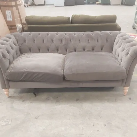 OLIVIA GREY VELVET 3 SEATER SOFA