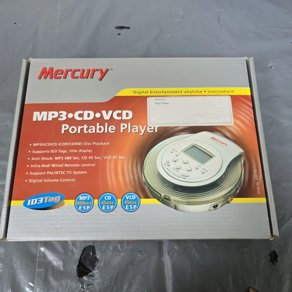 MERCURY MP3/CD/VCD PORTABLE PLAYER WITH REMOTE – BOXED