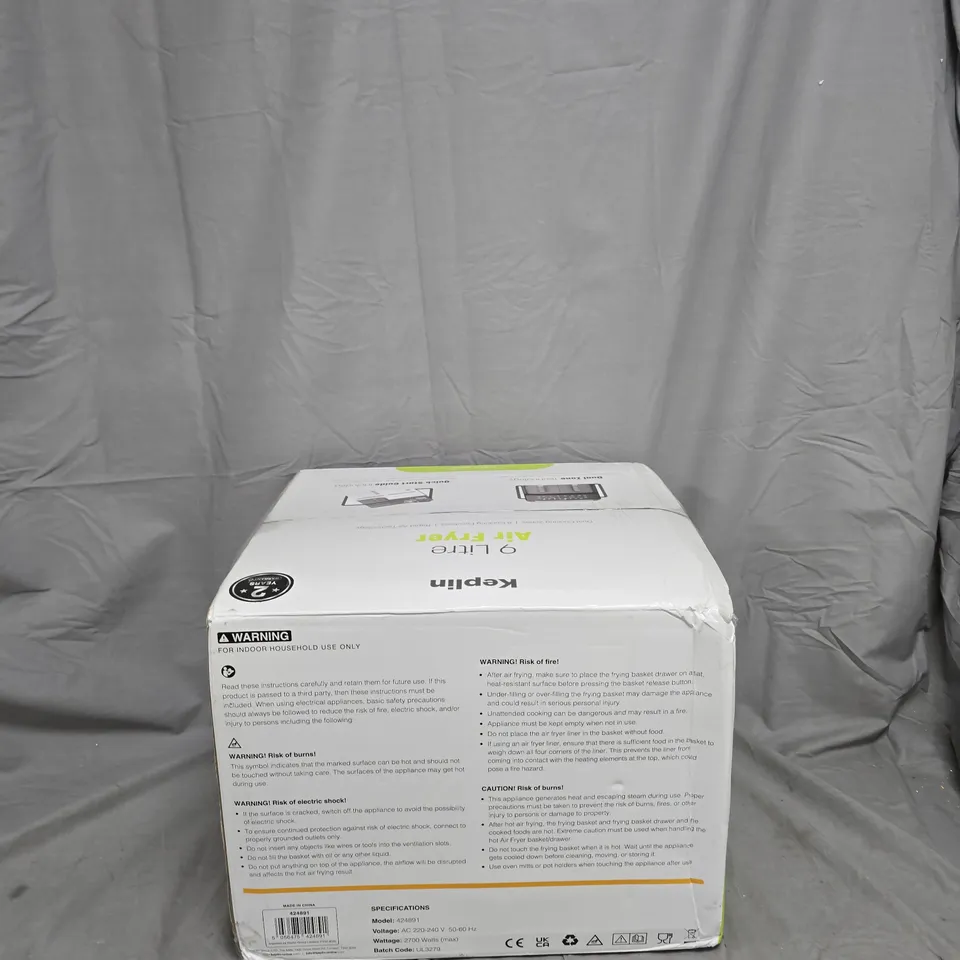 KEPLIN 9 LITRE AIR FRYER WITH DUAL COOKING ZONES – BOXED