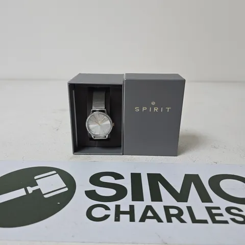 SPIRIT WOMEN'S SILVER MESH WATCH WITH CRYSTAL BEZEL, BOXED