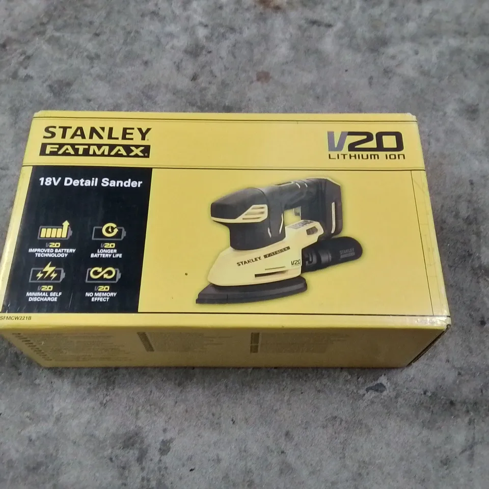 BOXED STANLEY FATMAX 18V STANLEY FATMAX V20 CORDLESS DETAIL SANDER (TOOL ONLY) SFMCW221B-XJ