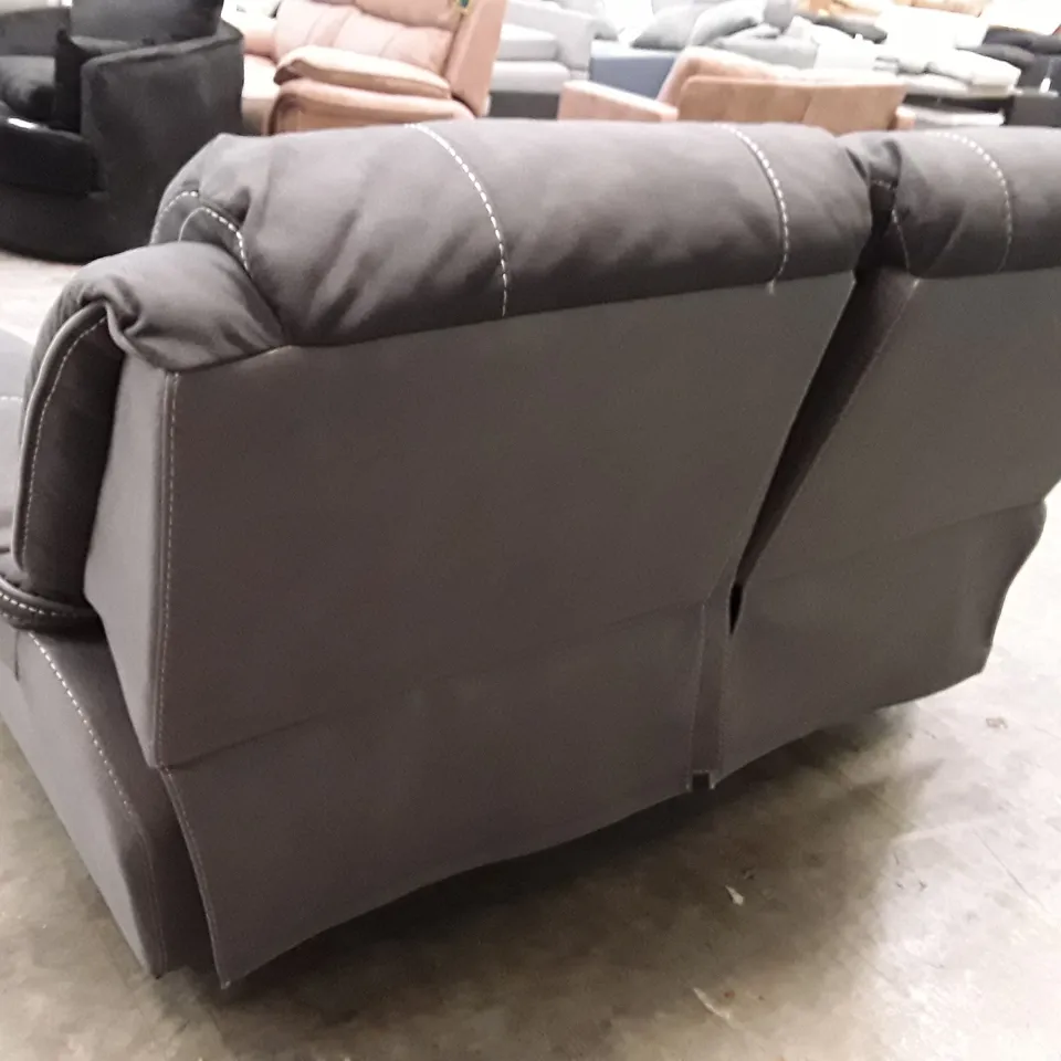 QUALITY DESIGNER 2 SEATER MANUAL RECLINER SOFA - DARK GREY FABRIC 