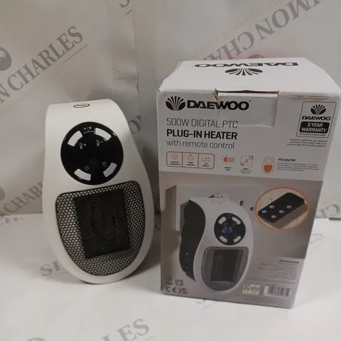 BOXED DAEWOO 500W DIGITAL PLUG IN HEATER