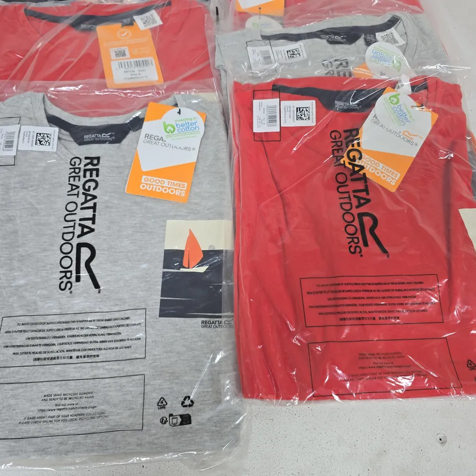 LOT OF 10 ASSORTED BRAND NEW REGATTA T-SHIRTS & IN VARIOUS STYLES, COLOURS AND SIZES