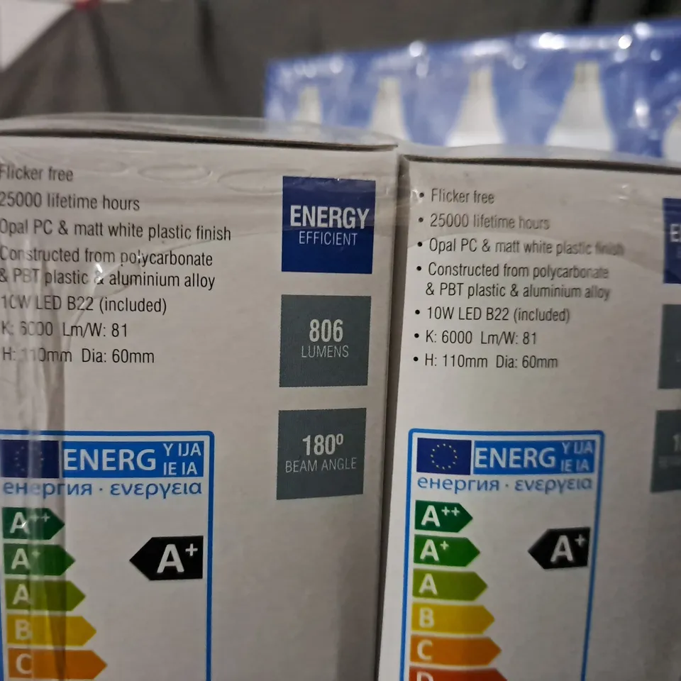 APPROXIMATELY 30 BOXED SAXBY ROUND BULBS B22 LED GLS 10W 6000K 