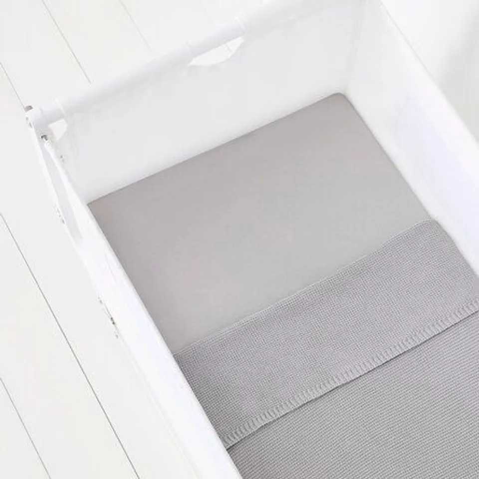 BOXED 3 PIECE GREY CRIB BEDDING 