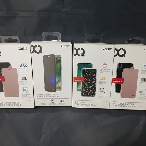 BOX OF APPROXIMATELY 30 XQSIT PHONE COVERS TO INCLUDE - FLAP COVER ADOUR , FLEX SHELL 