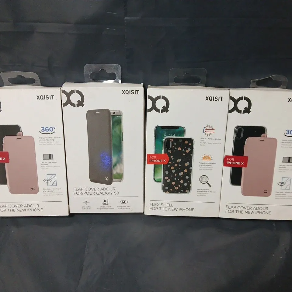 BOX OF APPROXIMATELY 30 XQSIT PHONE COVERS TO INCLUDE - FLAP COVER ADOUR , FLEX SHELL 