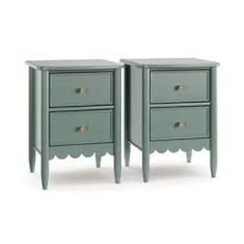 BOXED SET OF 2 REMI 2 DRAWER BEDSIDE TABLES - LILYPAD (1 BOX)