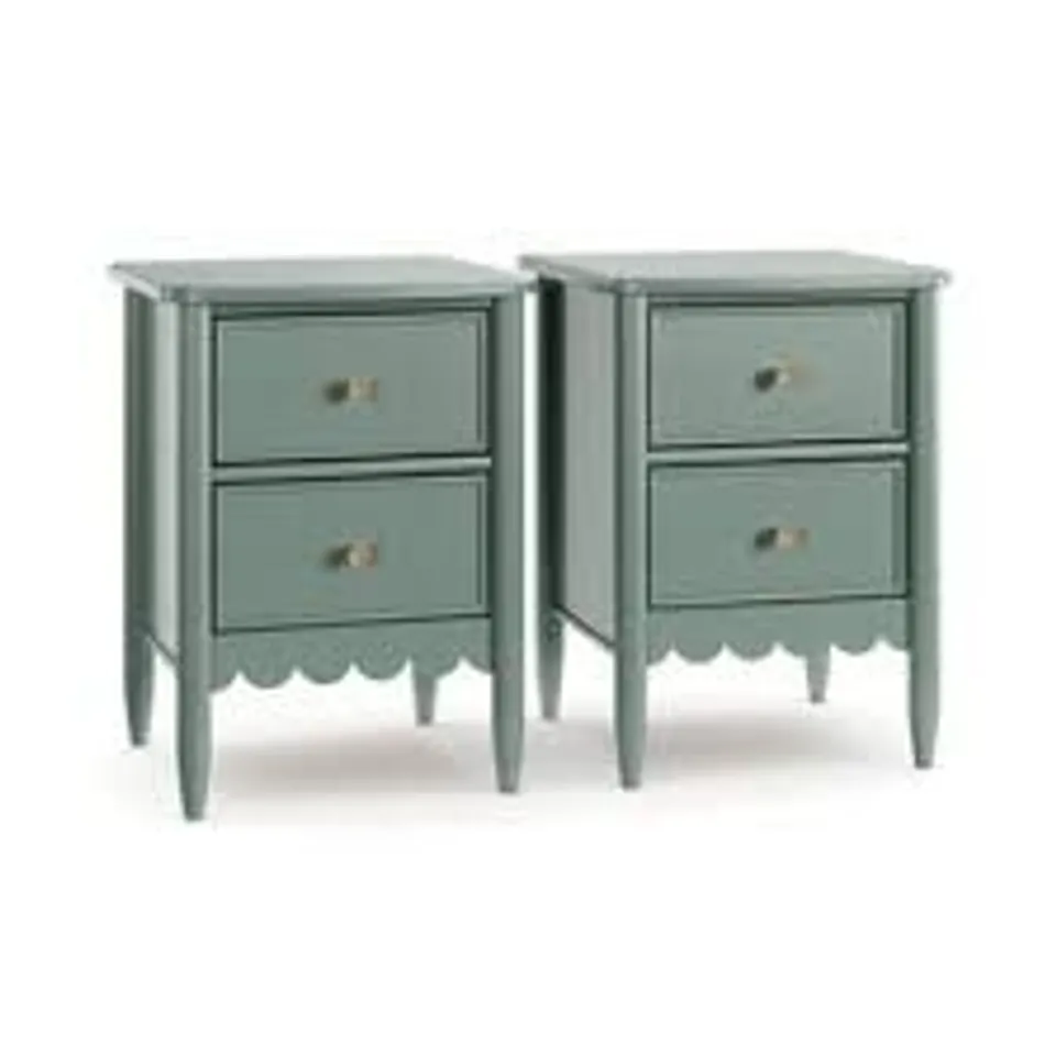 BOXED SET OF 2 REMI 2 DRAWER BEDSIDE TABLES - LILYPAD (1 BOX)