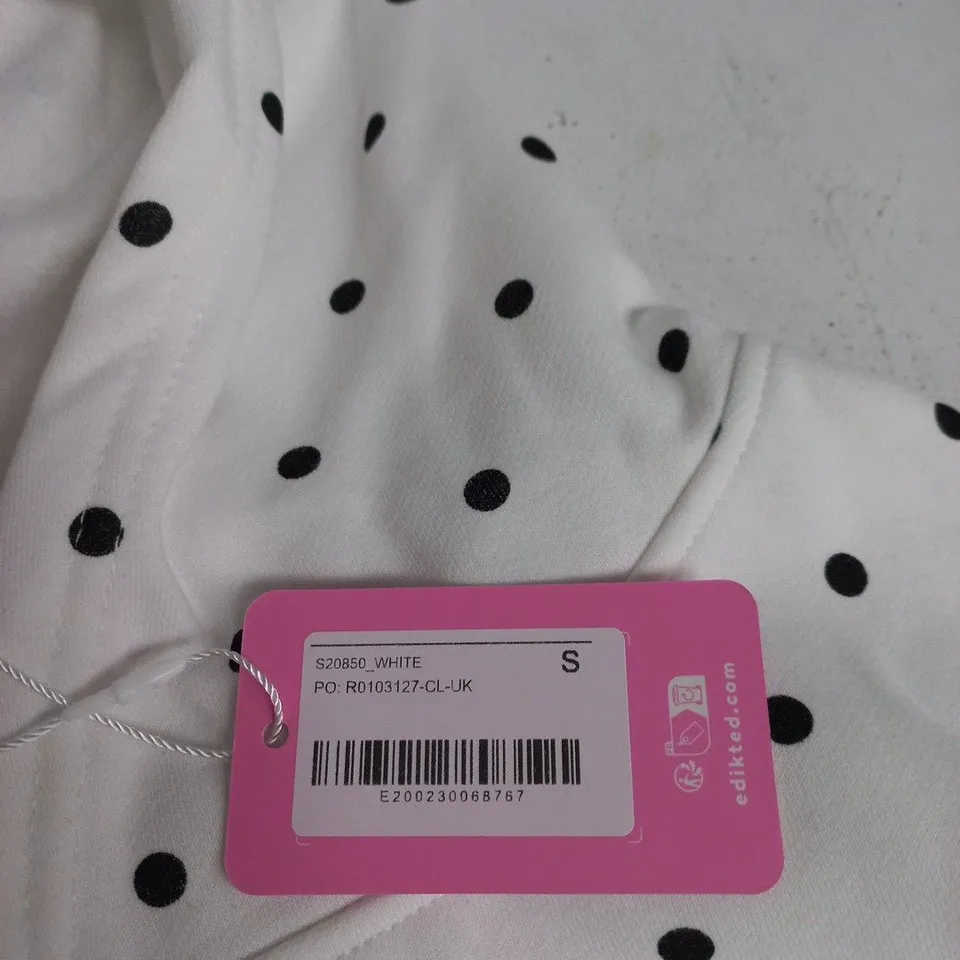 EDITED POLKA DOT HOODIE – WHITE WITH BLACK DOTS, UK SIZE S