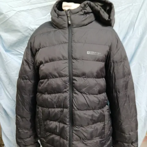 MOUNTAIN WAREHOUSE PUFFER JACKET – BLACK/CHARCOAL, HOODED, UK MEDIUM 