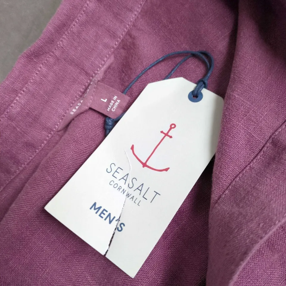 SEASALT CORNWALL MEN’S SHIRT – PURPLE, SIZE L, CHEST POCKET