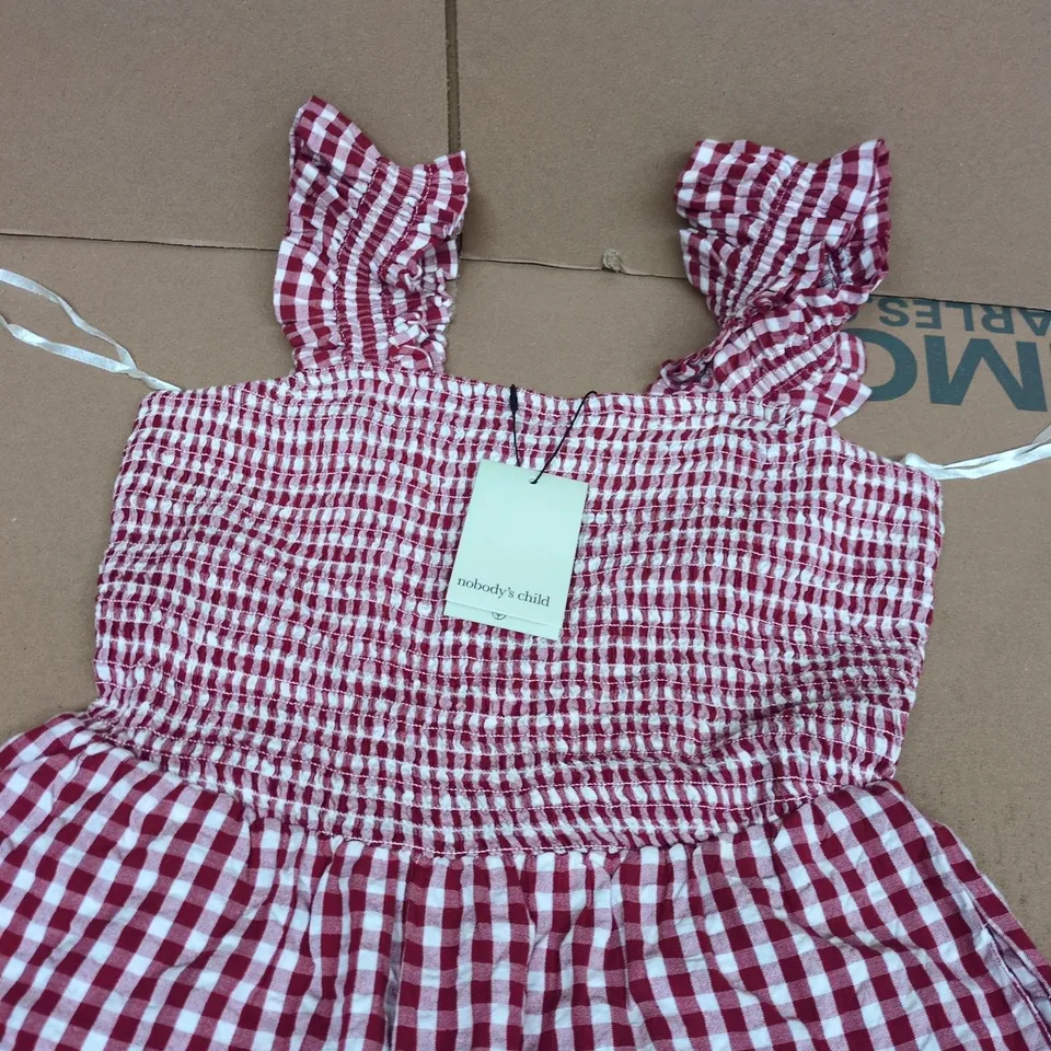 NOBODY'S CHILD MAYA JUMPSUIT – RED GINGHAM, UK 10