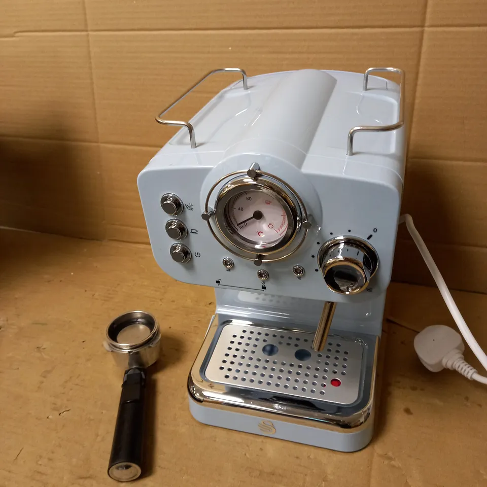 SWAN RETRO PUMP ESPRESSO COFFEE MACHINE - BLUE