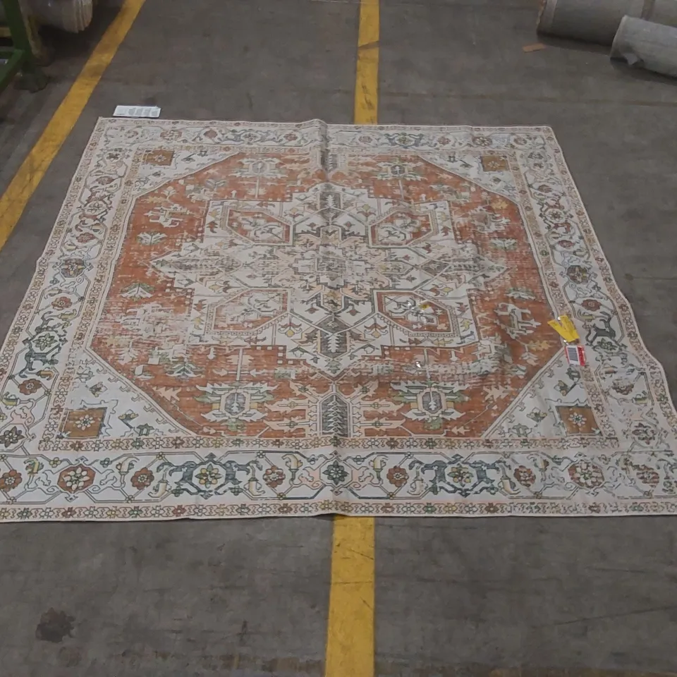 QUALITY ARIZONA ORIENTAL MACHINE WASHABLE NON-  SLIP AREA RUG - 183 x 183cm