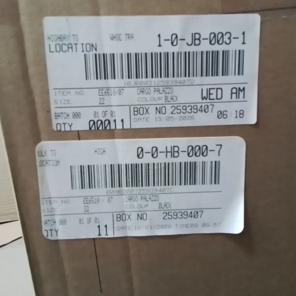 BOXED BRAND NEW APPROXIMATELY 11 JD WILLIAMS CARGO PALAZZO TROUSERS BLACK SIZE 22