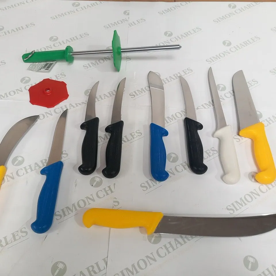 APPROXIMATELY 11 ASSORTED STARRETT KNIVES AND UNTENSILS 