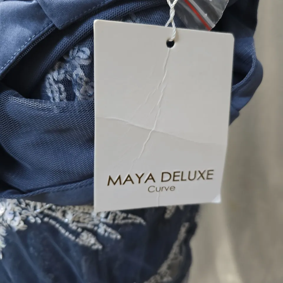 MAYA DELUXE CURVE BLUE EVENING DRESS WITH SILVER EMBROIDERY – WOMEN'S FORMAL -SIZE UNSPECIFIEDGOWN