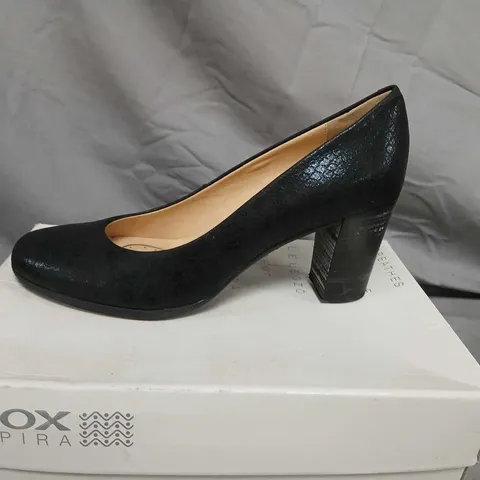 GEOX ANNYA C BLACK LEATHER HIGH HEELS – BOXED (EU 41) UK 7.5
