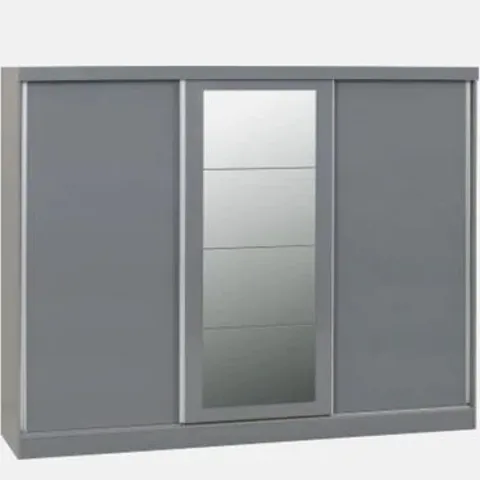 BOXED NEVADA 3 DOOR SLIDER WARDROBE - GREY GLOSS (4 BOXES)