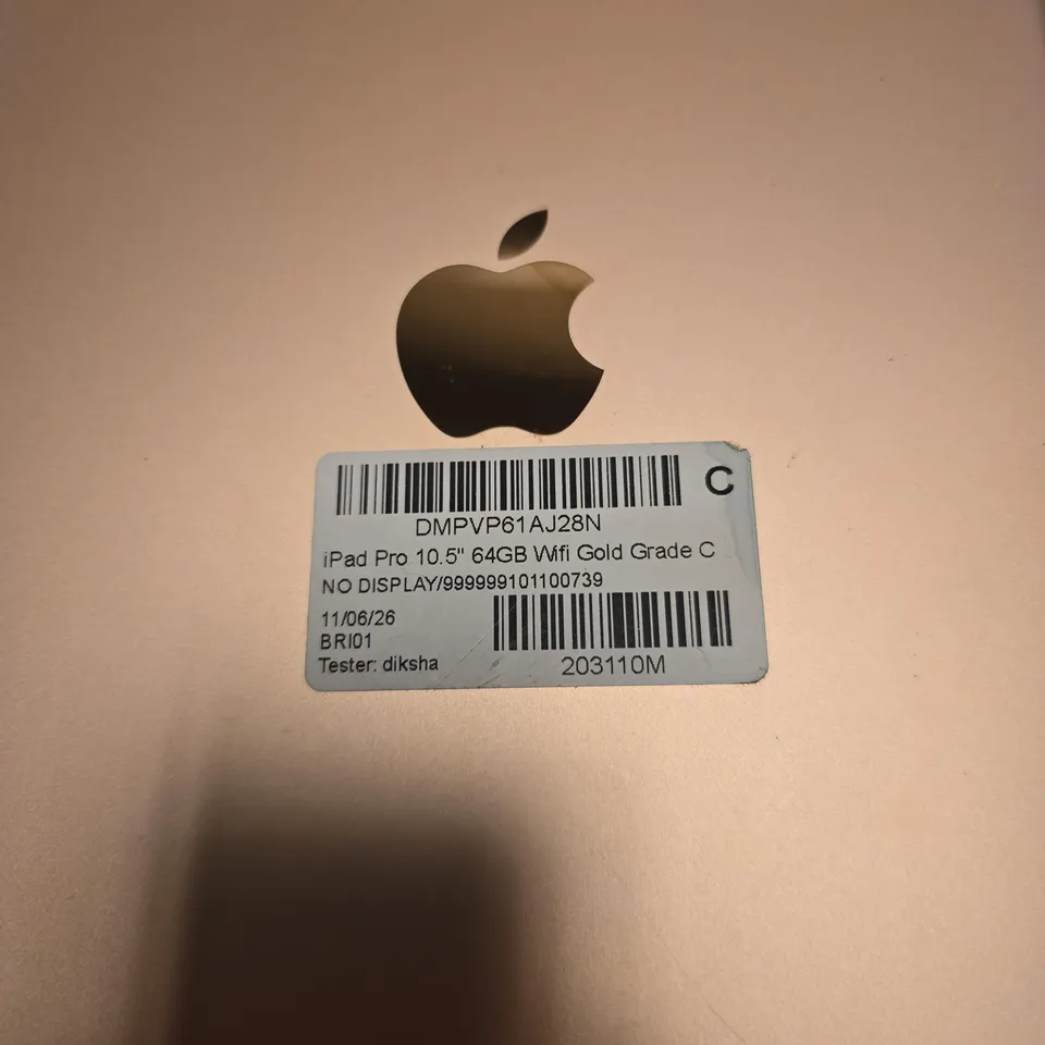APPLE IPAD PRO 10.5-INCH, 64GB, WI‑FI, GOLD NOT POWER TESTED 