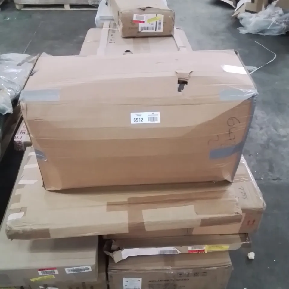 PALLET CONTAINING VARIOUS ASSORTED INCOMPLETE FURNITURE PARTS AND OTHER HOUSEHOLD ITEMS