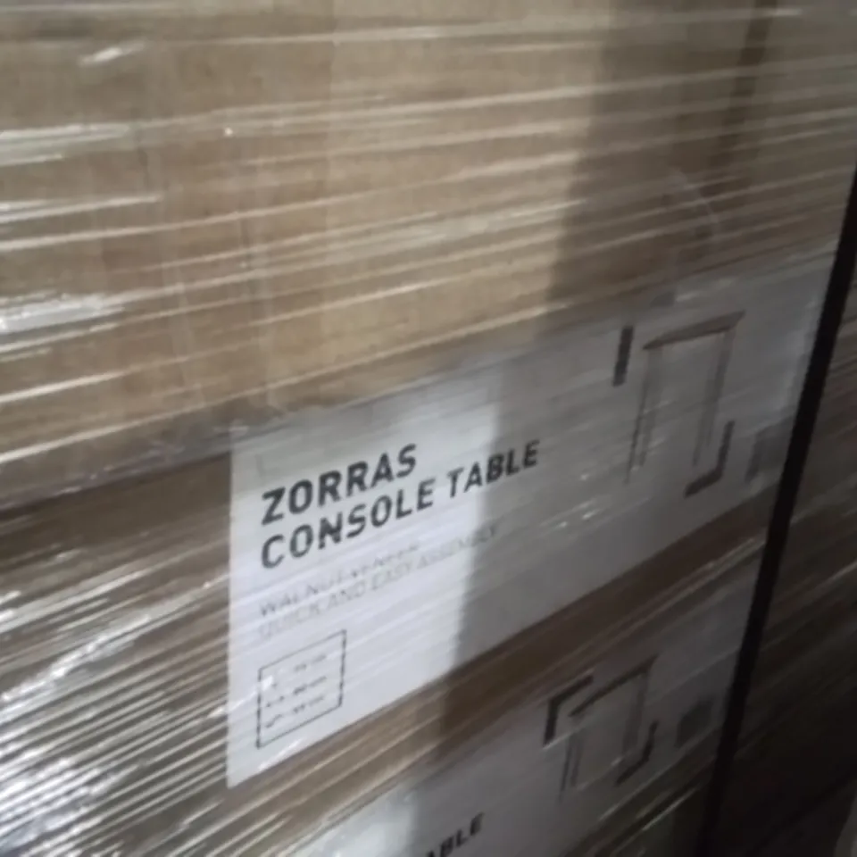 PALLET CONTAINING A LARGE QUANTITY OF BRAND NEW ZORRAS CONSOLE TABLES