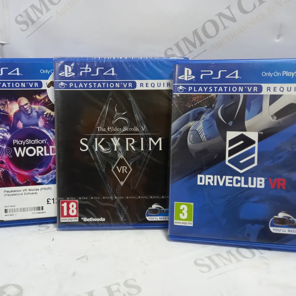 LOT OF 3 PLAYSTATION 4 VR GAMES