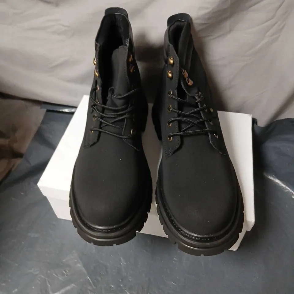 CONZURI MEN'S BLACK LEATHER COMBAT BOOTS UK 11 (US 12, EUR 46)