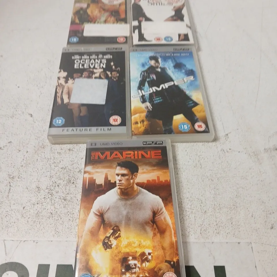 PSP UMD VIDEO DISCS (SET OF 5) – INCLUDING OCEAN'S ELEVEN & THE MARINE